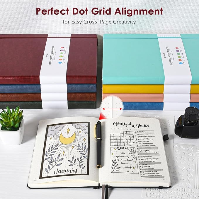 OFFIGIFT Bullet Dotted Journal Notebook, 312 Numbered Pages A5 Hardcover - Image 6