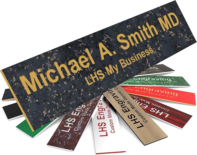 Engraved Custom Door Plate Charcoal Marble Pattern Plastic Office Door Sign by LHS+My+Business
