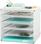 EASEPRES 5 Slot Mesh Desk Organizer Tray, File Paper Letter Folder Holder by EASEPRES