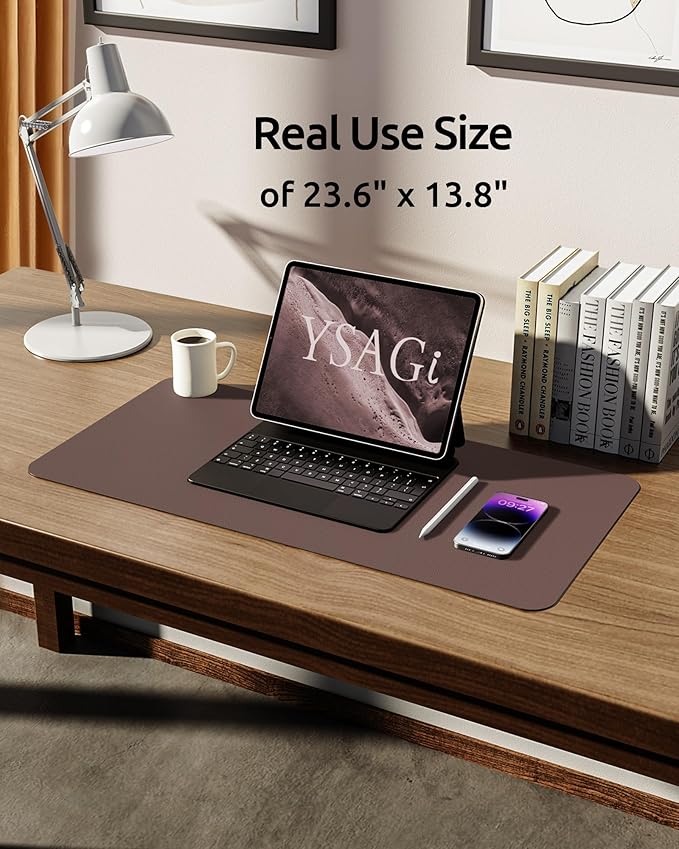 YSAGi Leather Desk Protector, Office Mat, Large Mouse Mat, Non-Slip PU Leather - Image 5
