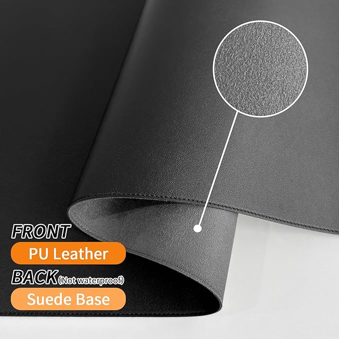 Bloss Desk Mat with Stitched Edges, Leather Large Mouse Pad, Non-Slip Desk - Image 2