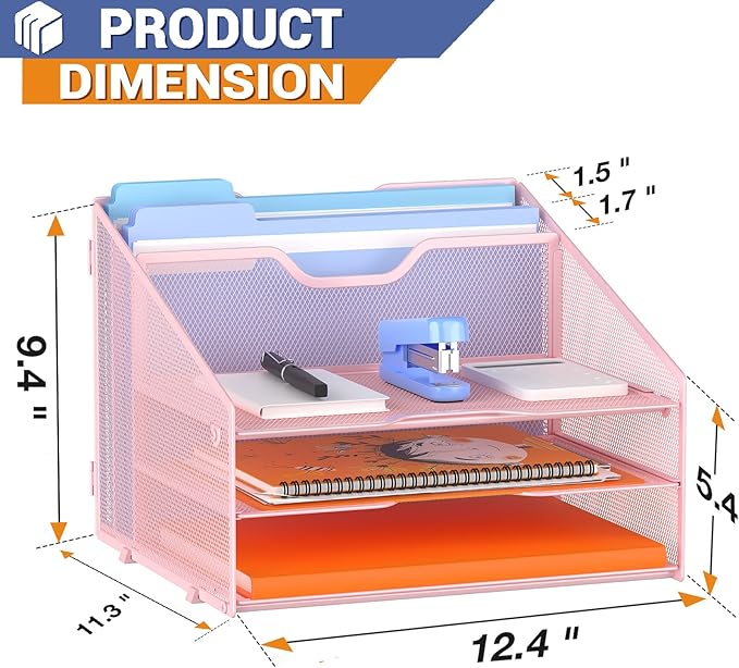 GAWERK Letter Tray Organizer, Mesh Desk File Organizer - Image 2