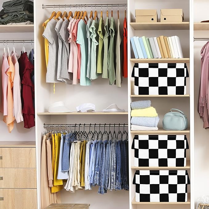 FUULOXE Storage Bin for Shelves Rectangle Closet Baskets Foldable Box - Image 7