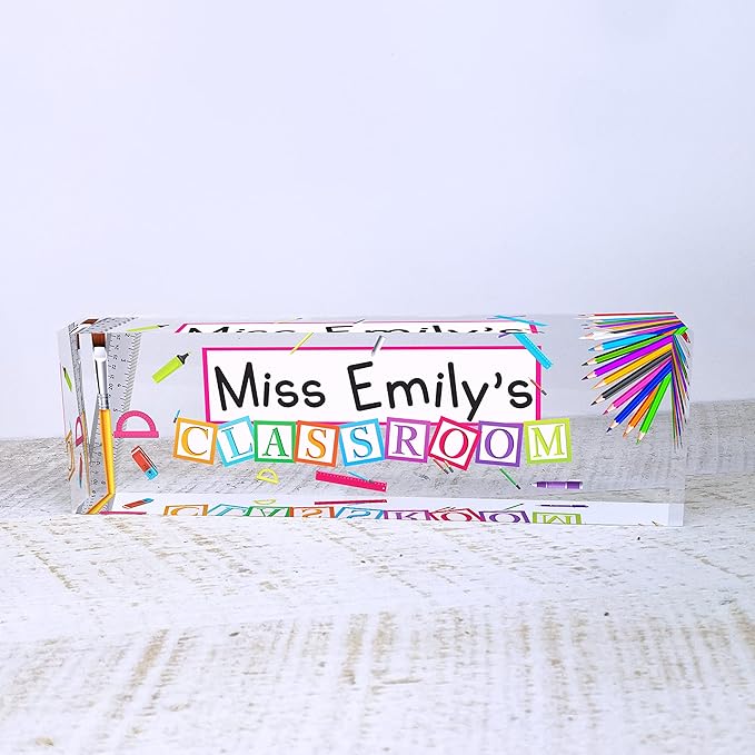 Artblox Acrylic Name Plate, Personalized Teacher Desk Sign, Modern Signage - Image 3