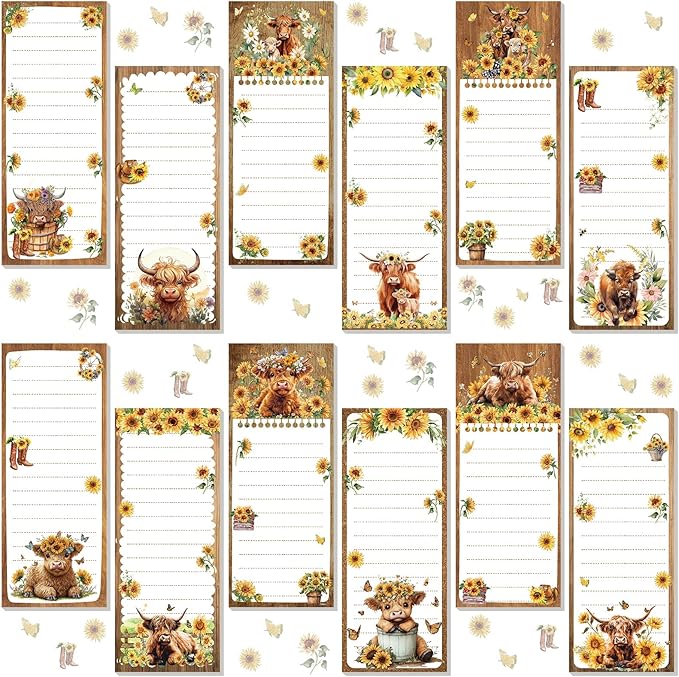 Eaasty 12 Pcs Highland Cattle Magnetic Notepads by Eaasty