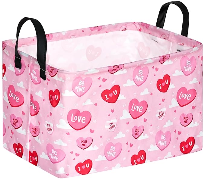 FUULOXE Rectangular Valentines Basket Storage Bin by Unknown