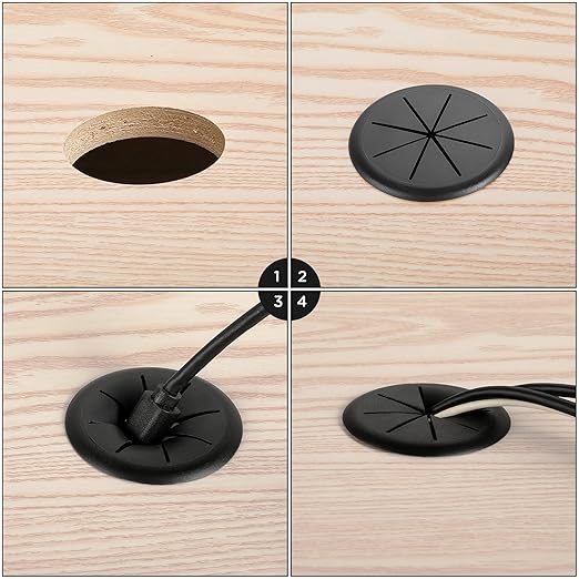 HYCC 5 Pack 2-3/8 Inch Flexible Desk Grommet, Organize Wires and Cables on - Image 5