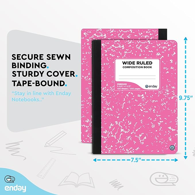 Emraw Composition Notebooks Wide Ruled Paper Bulk, Hard Cover Composition - Image 5