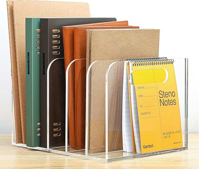 AIDIMOO Acrylic Magazine File Holder, 5 Vertical Compartments Desk Document - Image 7