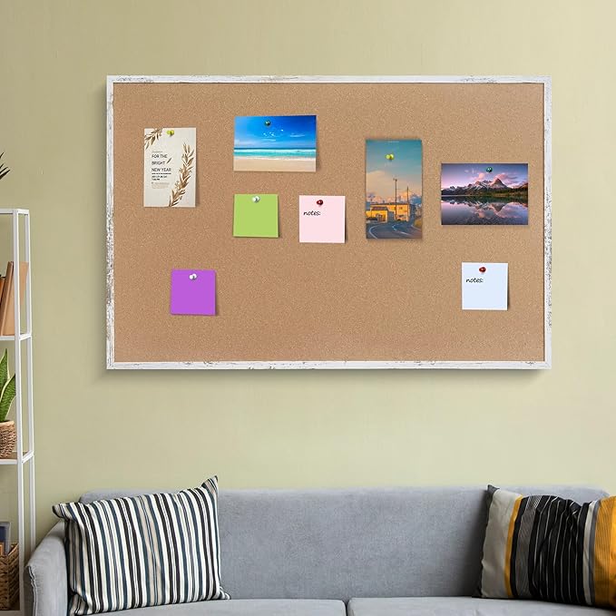 Cork Bulletin Board, 48 X 32 Inches White Framed Message Vision Board, Large - Image 8