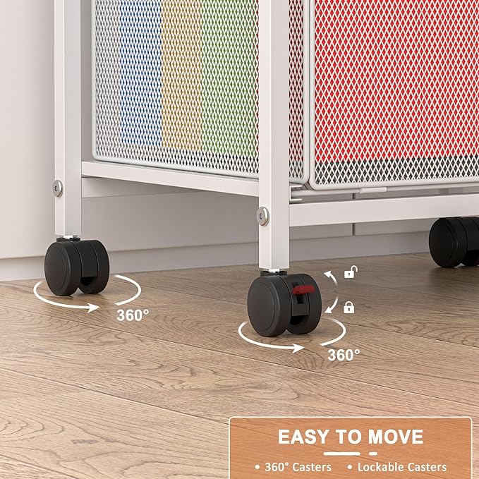 Rolling File Cabinet with Adjustable Dividers, Mobile Filing Cabinet with 2 - Image 4