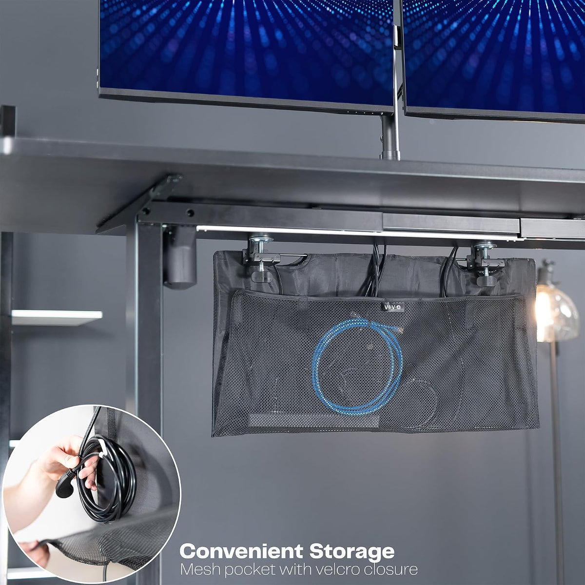 VIVO Clamp-on 30 in Desk Cable Management Sleeve