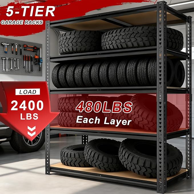 ZEUKMXOO Garage Racks for Storage，5-Tier Adjustable Garage Shelving Storage - Image 4