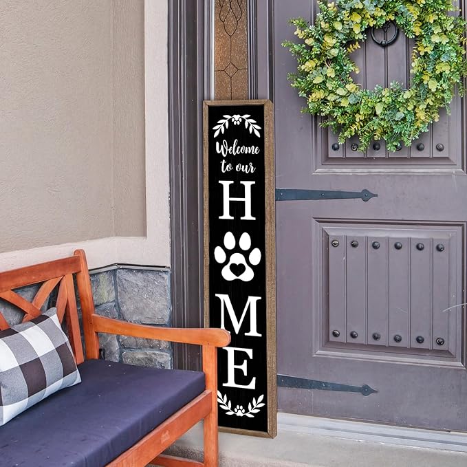 LuZhiQiang Front Porch for Welcome To Our Home Standing Sign 45"X9" Vertical - Image 3