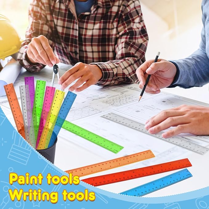 32 Pcs Clear Plastic Ruler 12 Inch, Rulers Bulk - Image 6