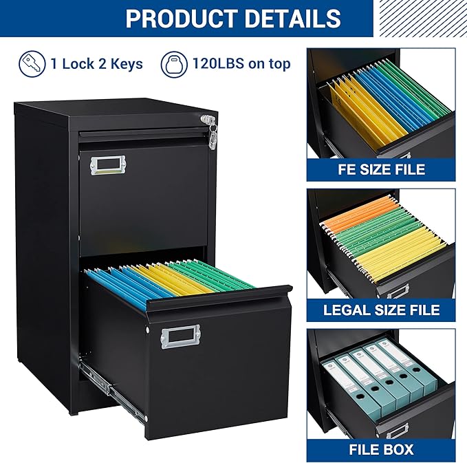 Fesbos 2 Drawers Vertical File Cabinets - Image 8