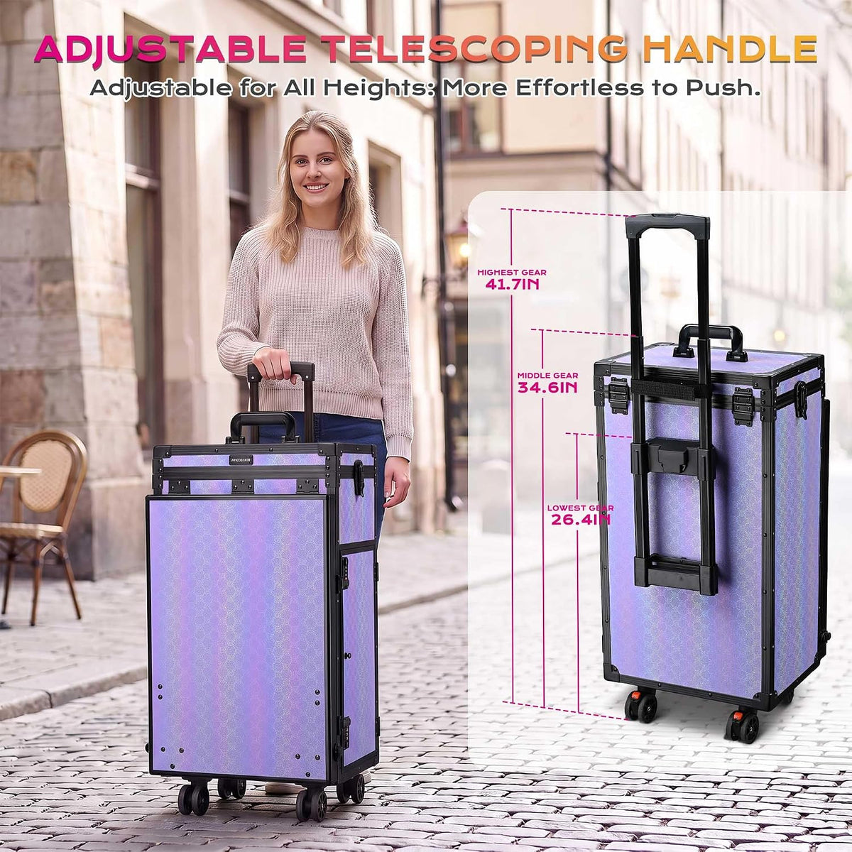BYOOTIQUE Portable Nail Desk with 4 Storage Drawer Rolling Manicure Table