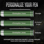 Scriveiner Personalized Luxury EDC Fountain Pen, Stunning Matt Green Pocket Pen - Image 2