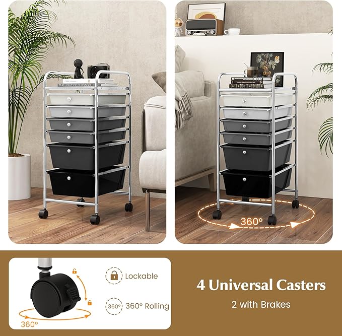 RELAX4LIFE 6-Drawer Rolling Storage Cart - Image 5