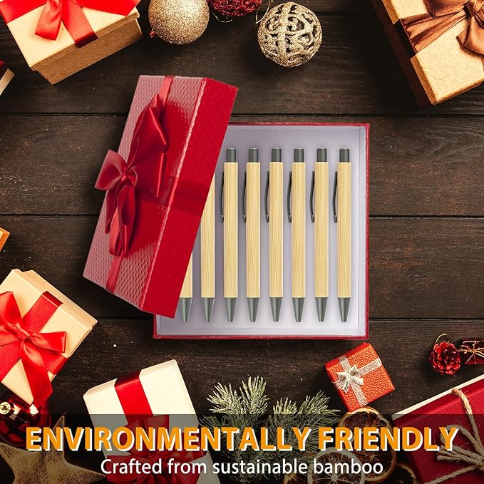 lyforx 100pcs Bamboo Pens Bulk Wooden Bamboo Pens Engraving Wooden Ballpoint - Image 6