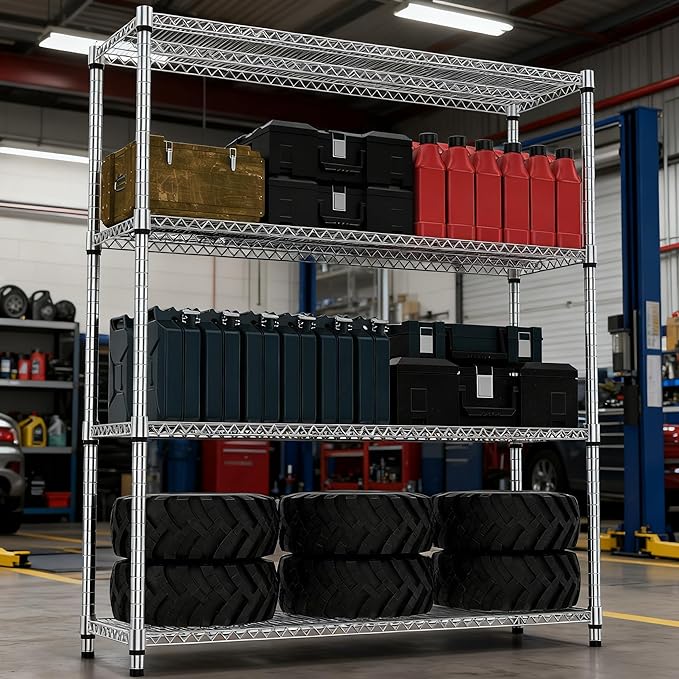 M MZG 4 Tiers Shelf 2640 lbs Steel Storage Shelving Utility Shelving Unit Steel - Image 6