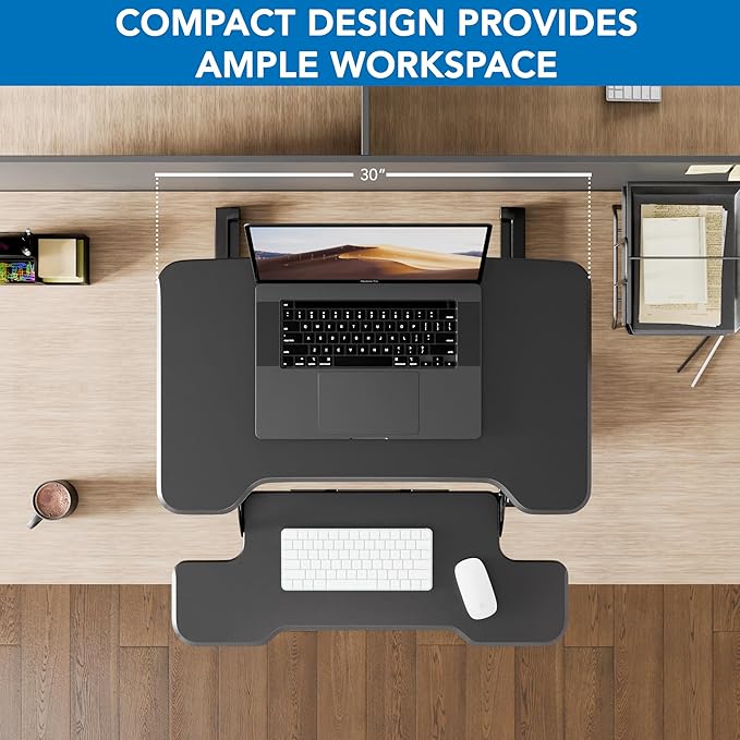 Mount-It! Height Adjustable Standing Desk Converter, Compact 30” Wide Tabletop - Image 4