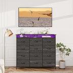 Welfuturer Black Dresser with LED Light 12 Drawers Dresser with Charging - Image 8