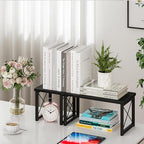 Honiter Desk Shelf Desktop Organizer 2 Tier Wood Small Bookshelf, Rustic Brown - Image 6