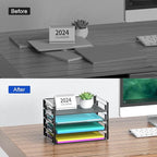 Samstar 4 Pack Stackable Letter Paper Tray, Desk File Organizer Paper Sorter - Image 6