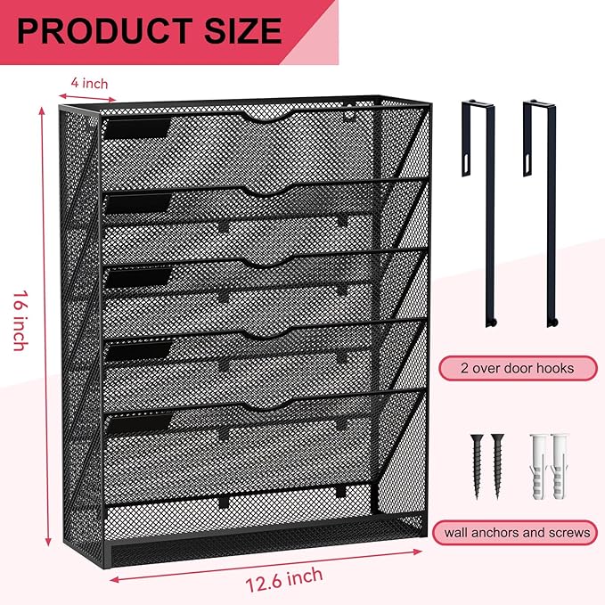 GDINDINFAN 6-Tier Hanging File Organizer Office Cubicle Accessories - Image 3