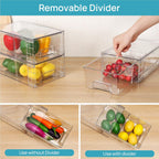 vtopmart 4 pack stackable clear drawer with dividers, side view