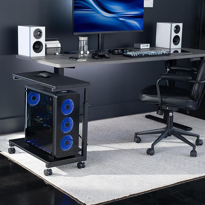 VIVO Large Mobile Adjustable 2-Tier PC Stand, Premium Gaming CPU Computer Tower - Image 8