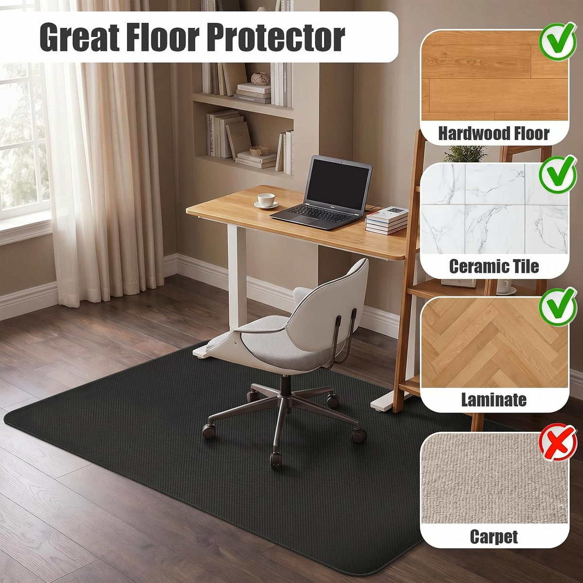 Office Chair Mat for Hardwood Floor,Carpet,Concrete,Tile Surface Protect