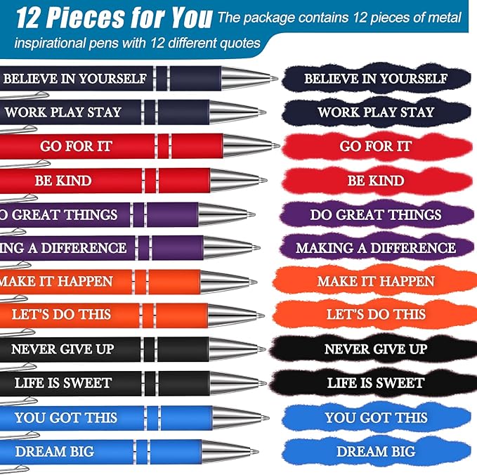 Zonon 12 Pcs Inspirational Pens Bulk Funny Ballpoint Pen - Image 2