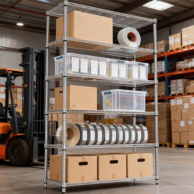 M MZG 6 Tiers Shelf 2100 lbs Steel Storage Shelving Utility Shelving Unit Steel - Image 8