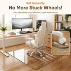 Antok Tempered Glass Chair Mat, 30"x48" Office Chair Mat for Carpet & Hardwood Floor, 0.2" Heavy Duty & Scratch Resistant Desk Chair Mat, Rounded Corners & Polished Edges for Home, Office