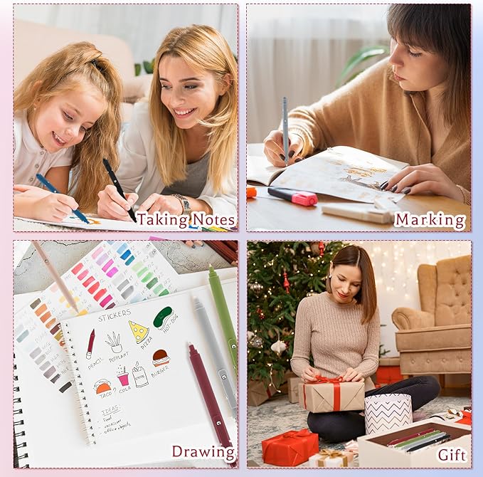 Thboxes 8Pcs Gel Pens for Journaling, 0.5mm Fine Tip Retractable Colorful Pens - Image 6