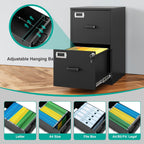 sisesol 2 drawer file cabinet with lock,narrow vertical, side view