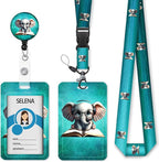 Elephant Badge Holder with Retractable Lanyard, Cute Lanyards by Mcapirivo