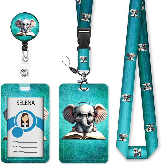 Elephant Badge Holder with Retractable Lanyard, Cute Lanyards by Mcapirivo