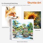 Shuttle Art Marker Pad, 8.3”x8.9” Portable Square Sketchbook, 80 Sheets Marker - Image 5
