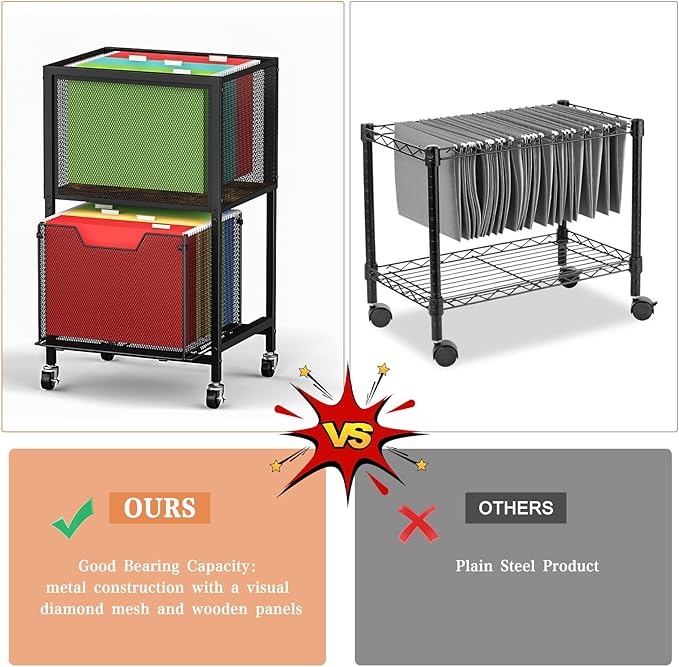 Tiaoheka Rolling File Cart, Mobile File Cabinet - Image 8