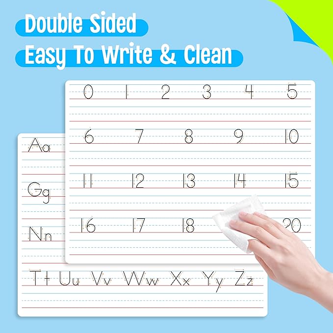 8 Packs Alphabet & Number Whiteboards, Double Sided Dry Erase Board Letters - Image 4