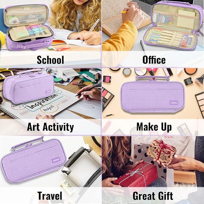 JOINPRO Pencil Case, Large Capacity Pencil Case Organizer; Double Zipper - Image 7