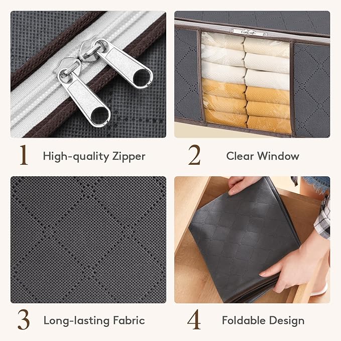 Lifewit 8 Pack Clothes Storage Bag, Foldable Storage Bin Closet Organizer - Image 4