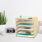 EASEPRES 5 Slot Mesh Desk Organizer Tray, File Paper Letter Folder Holder - Image 5