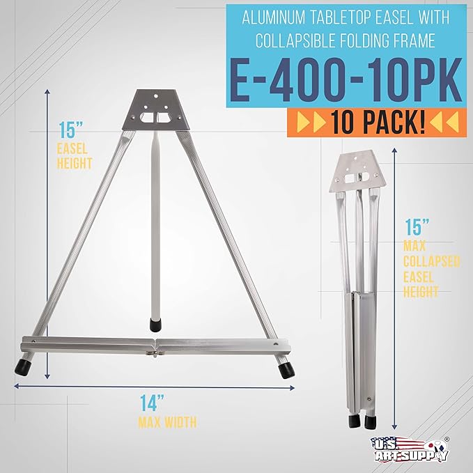 U.S. Art Supply 15" High Aluminum Tabletop Display Easel - Image 2