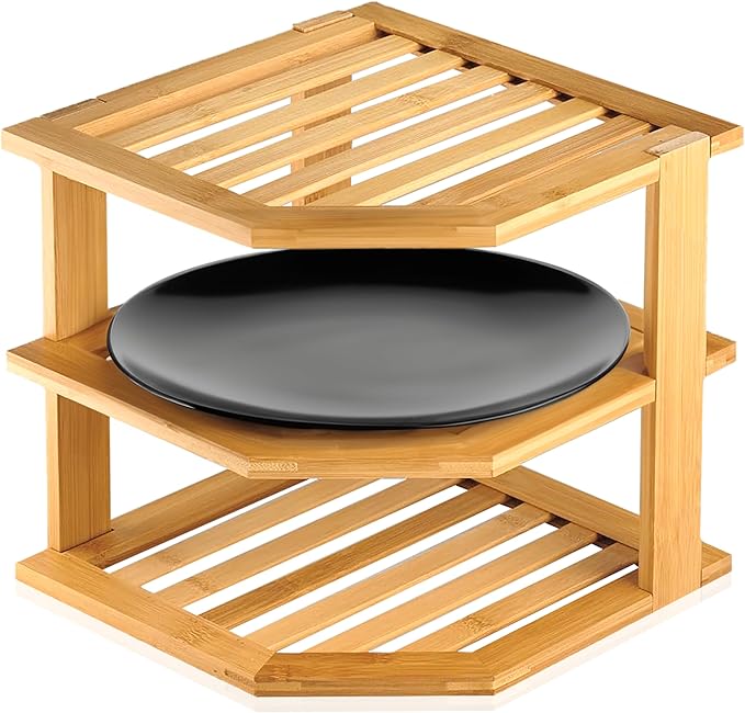 RoyalHouse Bamboo 3-Tier Corner Shelf Organizer by RoyalHouse