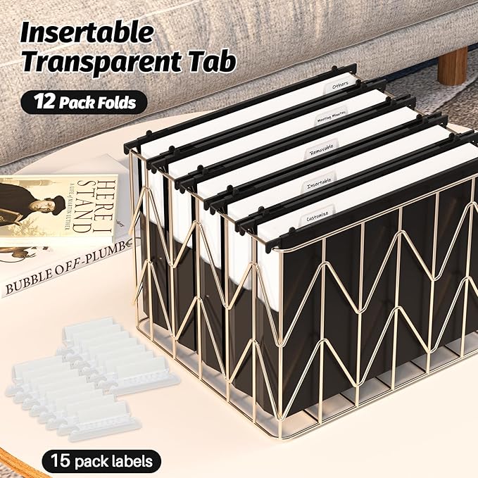 Shutex Extra Capacity Plastic Hanging File Folders, 12 Pack Reinforced Hang - Image 6