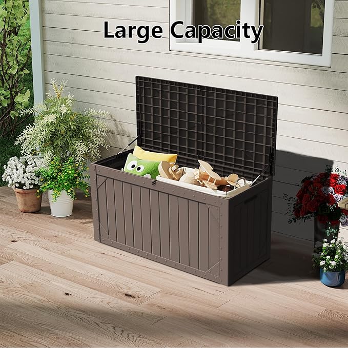 PATIOEASY Outdoor Storage Box 100GAL Waterproof Resin Deck Box, UV-Resistant - Image 3